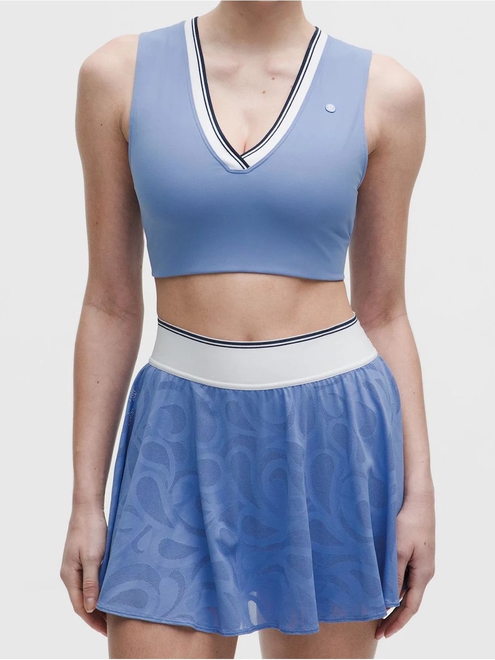 Paisley Mesh-Back V-Neck Longline Tennis Bra